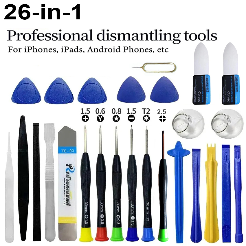 Electronics Repair Manual - 26-delige professionele telefoonreparatieset met schroevendraaierset, krik,